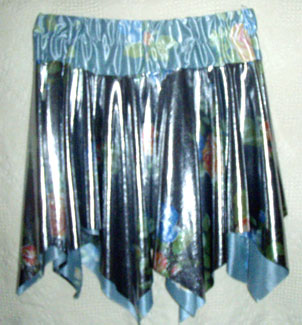 silver metallic with roses skirt
